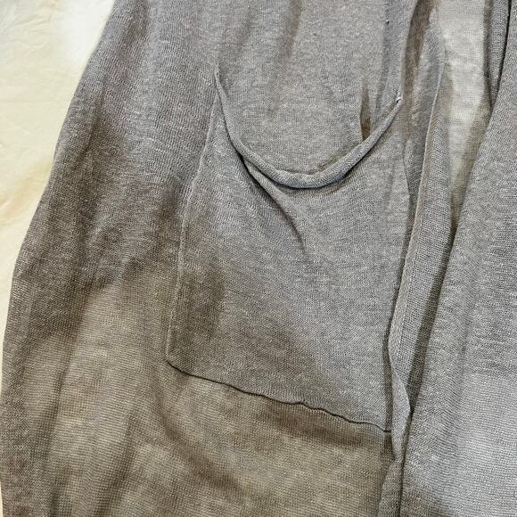 Bryn Walker Linen Draped Open Front Vest size L Taupe Gray Beige Greige - Picture 6 of 11